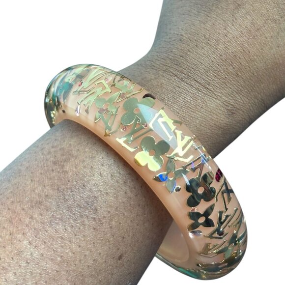LOUIS VUITTON Pink & Gold LV Inclusion Bangle #290 - Picture 1 of 3